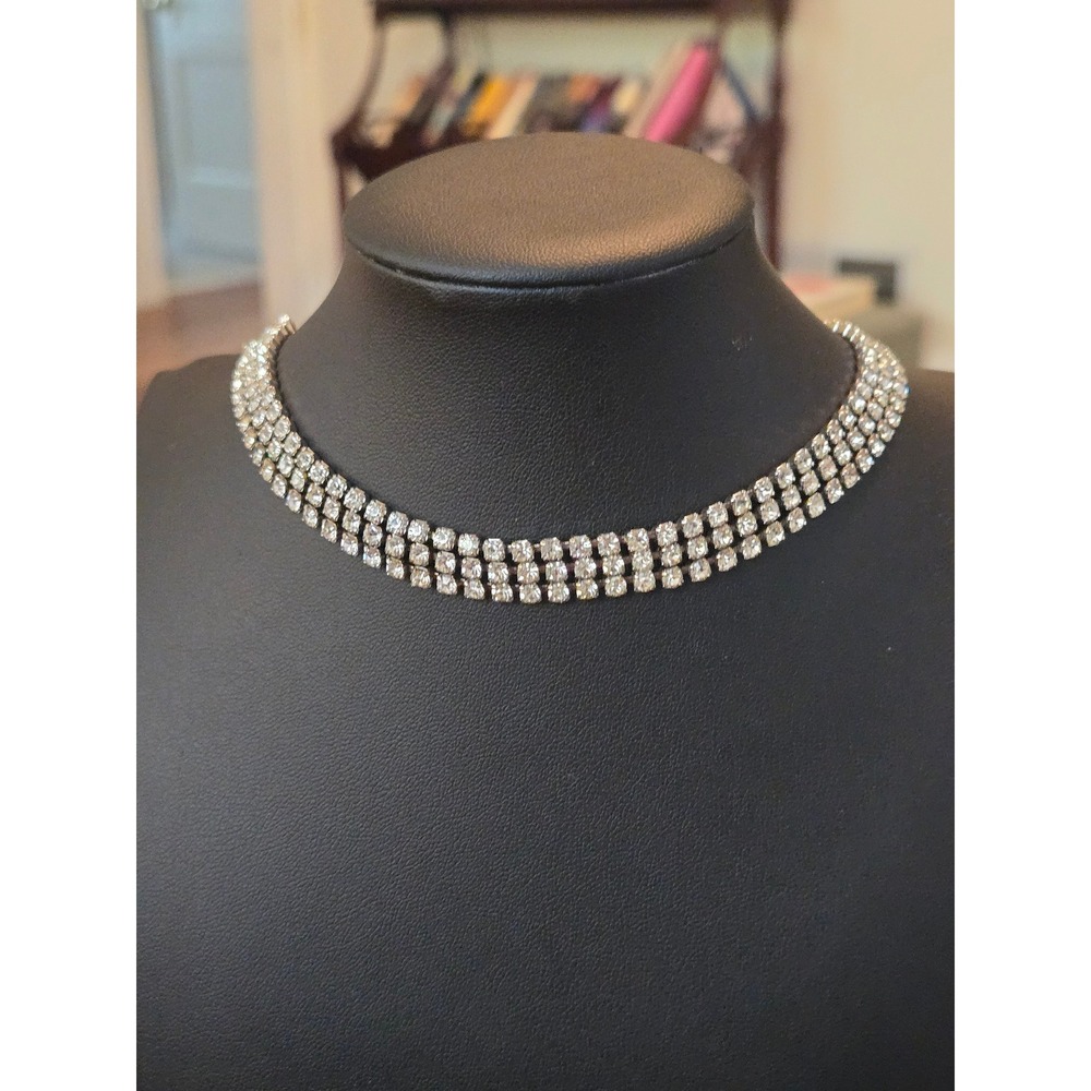 Rhinestone Choker Necklace Classic Art Deco Style Vintage Stunning!